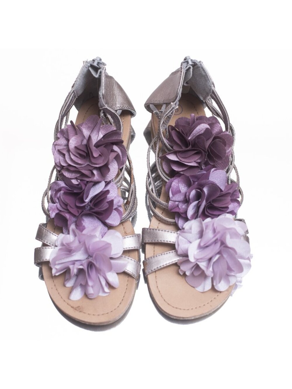 Vintage Y2K Xhilaration Sandals 3D Flowers Purple Sz 7Art Maximalist Statement